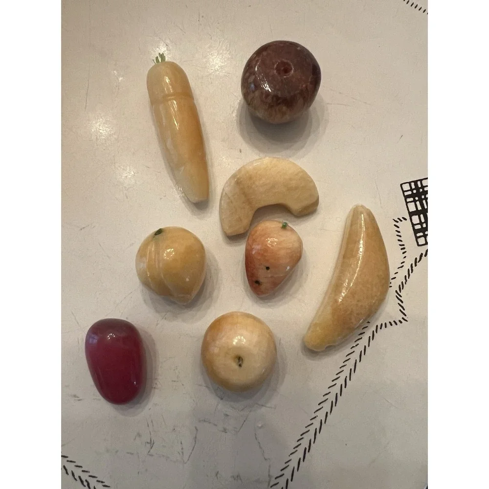 2 Lg. & 8 Mini ~  Vintage Italian Alabaster STONE FRUIT